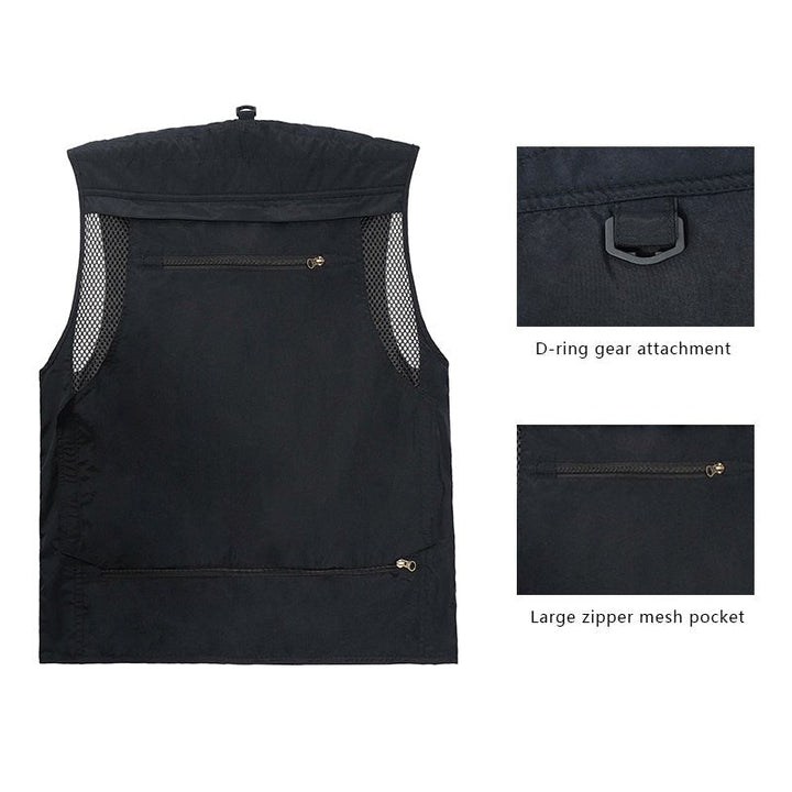 Men’s Lightweight Utility Vest – 16 - Pocket Fishing, Photography &amp; Travel Vest with Mesh Back - TWS USA