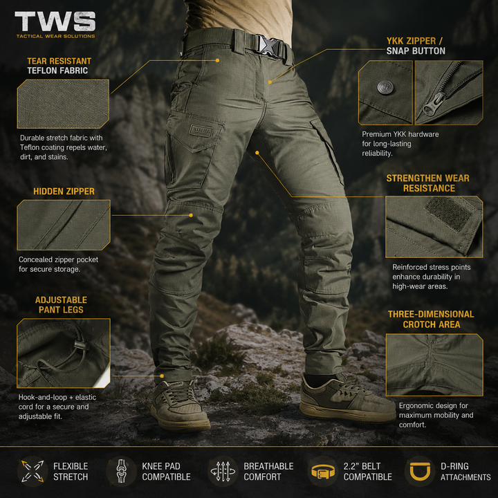 Taktfeld Phantom Robust-Cargo &amp; Outdoor-Einsatzhose Steingrau-Oliv