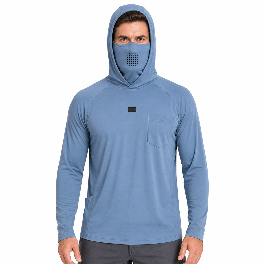 UPF 50+ Sonnenschutzshirt mit Kapuze &amp; Nackenschutz