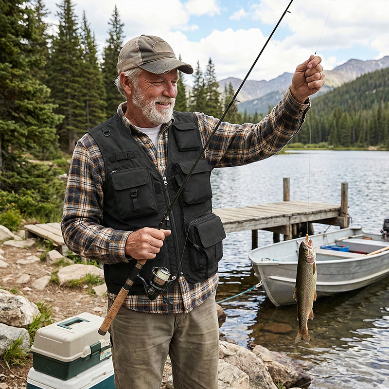Men’s Lightweight Utility Vest – 16-Pocket Fishing, Photography &amp; Travel Vest with Mesh Back
